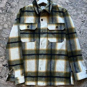 Zara Mens Yellow Plaid Jacket
